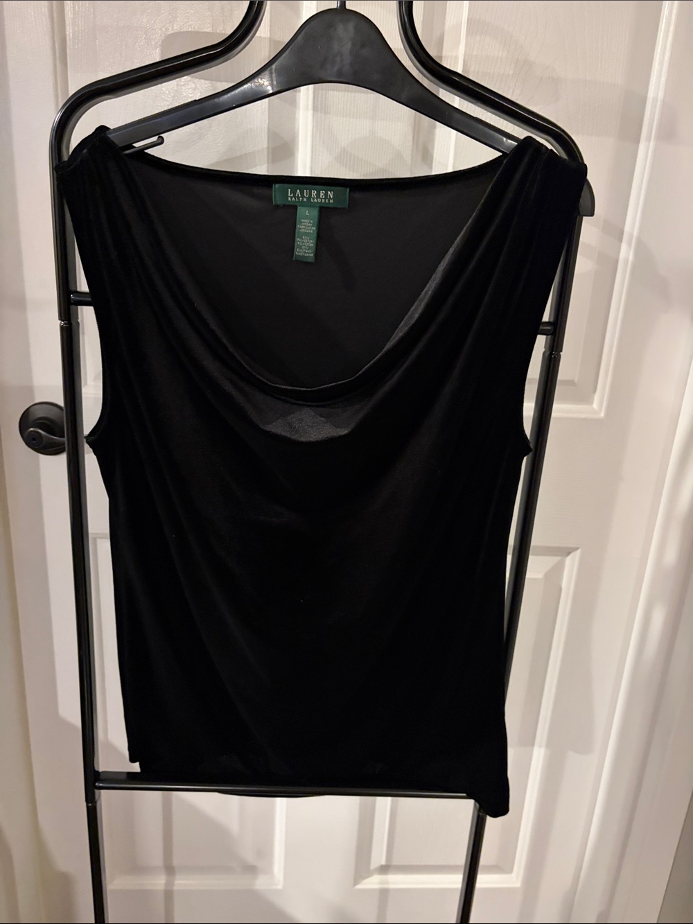 Lauren Ralph Lauren Black Sleeveless Cowl Neck Tank